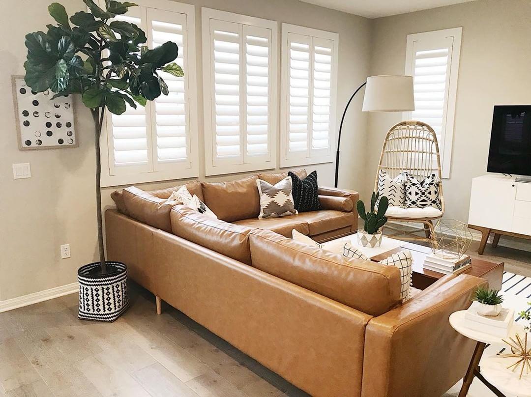 Cozy living room with our Polywood shutters in Salt Lake City.